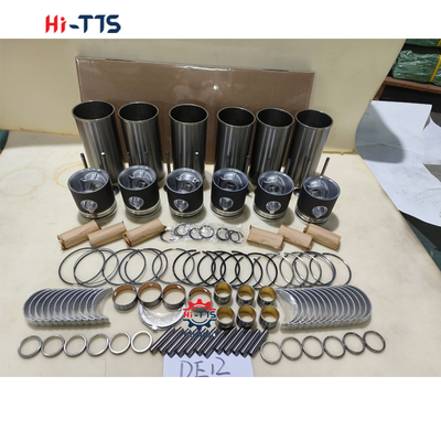DE12 Engenheiro de escavadeira Nome da peça Kit de revestimento do cilindro Completo com revestimento de válvulas de pistão de anel de pistão Kit de junta completa