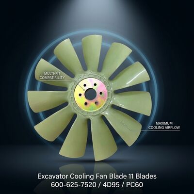 Direct Fit Radiator Fan Blade 11 Blades OE 600-625-7520 Komatsu PC60 4D95 Engine Cooling Fan Assembly Replacement